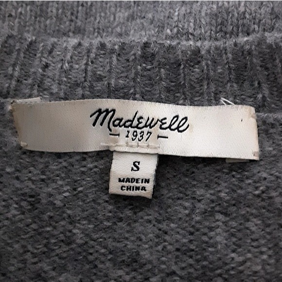 Madewell Merino Wool Pullover Sweater Leather Patch Ribbed Knit Top Small - Picture 6 of 7